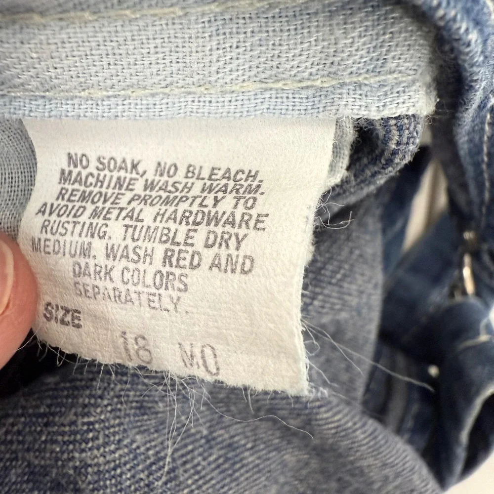 OshKosh Baby Denim Overalls 18‎ Months Vintage Jean Romper Snap Leg USA Made